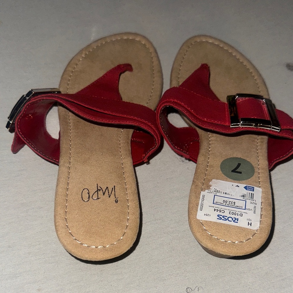 Impo Red Buckle Sandals for Women Size 7.